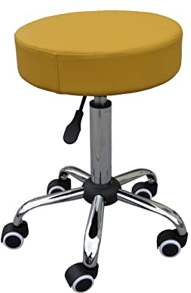 Zen – Rollhocker mit Rollen – ergonomischer Hocker – Drehhocker höhenverstellbar – ideal als Arbeitshocker, Massagehocker, Bürohocker, Praxis Arzthocker, Kosmetikhocker, Friseurhocker (Gelb)