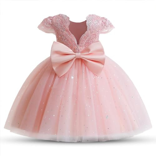 TTYAOVO Bébé Fille Fleur Robes Faire la fête Tutu Princesse Robe Taille (100) 2-3 Ans 07 Rose-T