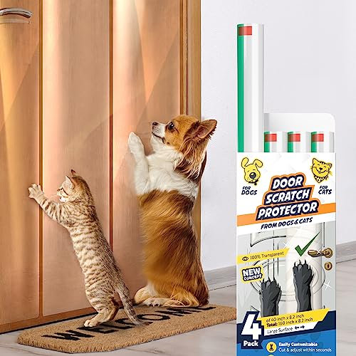Panther Armor 4-Pack Door Protector from Dog Scratching - 4 x 40 x 8.2 Cat Scratch Door Frame Protector Anti Dog Scratch - Door Guard for Dogs Clear