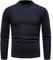 Langarm Pullover Herren Mode Einfachheit Einfarbig Basic Pulli Herren Stretch Slim Fit Komfortabel Rundhals Sweater Herren Täglich Casual All-Match Strickwaren Herren B-Navy M