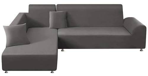 jianyana L-Form Sofa Überwürfe Stretch Elastische Sofabezug 2ST Set für 3 Sitzer + Kissenbezüge für Schnittsofa