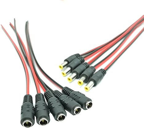 Dtmeng 5 Paar Gleichstromanschluss Gleichstromkabel 5.5mm x 2.1mm Male Female Connctors Netzkabel 12V DC Kabel für Schalter Gleichstromkabel 30cm für 3A / 0.35 Quadrat / 10 Stück