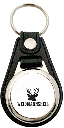 Huuraa Anhänger Weidmannsheil Hirsch Jägergruß Geschenk Metall mit Kunstleder Einkaufswagenlöser Weidmannsheil Hirsch Präsent