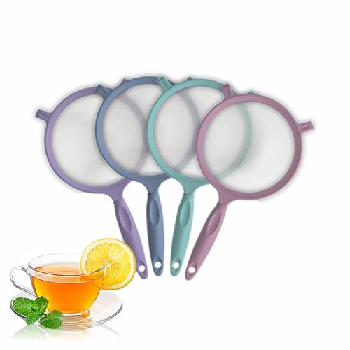 Sieve Fine Mesh Strainer Food Colander Filter Flour Sifter Sieve for Tea Pasta Noodles Spaghetti Rice Vegetables Cooking Baking Essentials Kitchen Accessories Assorted Colour (1, Plastic)
