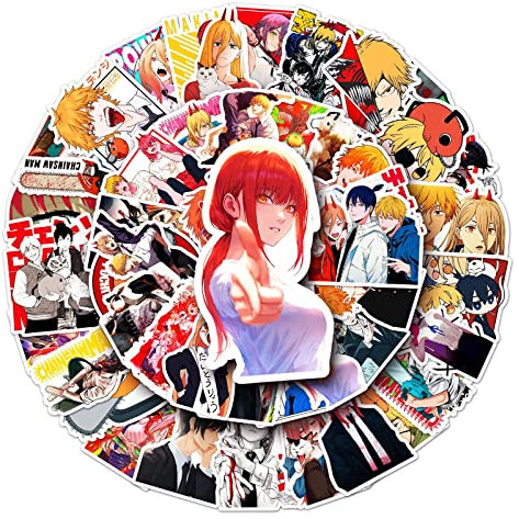 51Pcs Chainsaw Man Stickers Laptop Car Scrapbook Phone Skateboard Suitcase Luggage Bike Anime Stickers Vinyl Waterproof Aesthetic Personalised Stickers for Teens Boys Girls Adults Children