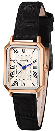 Avaner Damen Uhr Lederarmbanduhr mit Quadratisches Rundes Zifferblatt Damenuhr Strass Balken Skala Analog Quarz Uhr Geschenke für Frauen Mädchen