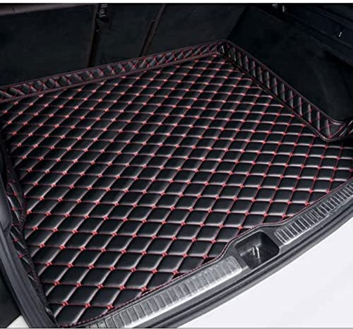Für B-MW I4 2022 Kofferraummatten Auto Rutschfester Kofferraummatte Kunstleder Kratzfest Kofferraumwanne Teppich Kofferraum Zubehör,C/Black-red