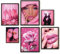 EXCOOL CLUB Ästhetische Raumdekoration, 30,5 x 40,6 cm, Baddie Raumdekoration, Y2k Collage, Hot Pink Wandkunstdrucke, rosa Bilder, Wanddekoration, trendiges rosa Poster, neonrosa Dekor für Teenager,