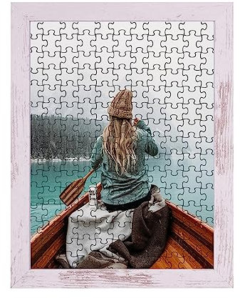 Rahmendesign24 Milano Cadre de puzzle, env. 1 000-1 500 pièces, 80 x 60 cm, 60 x 80 cm, blanc vintage, avec verre acrylique
