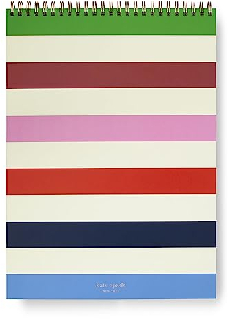 Kate Spade New York Großes College-Notizbuch, liniert, Spiralbindung, 160 Seiten, 29,8 x 21,6 cm Schreibblock, Adventure Stripe