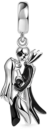 Femme Charms- Skull et le danger des fantômes de Noël Argent Sterling 925 Pendentif avec Zircon Cubique pour Bracelet
