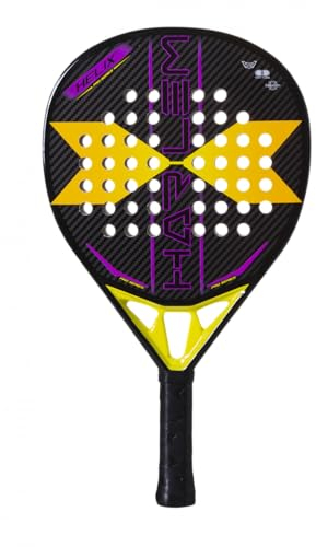 HARLEM PADEL Helix Pala de pádel, Adultos Unisex, Negro/Amarillo/Morado, Talla Única