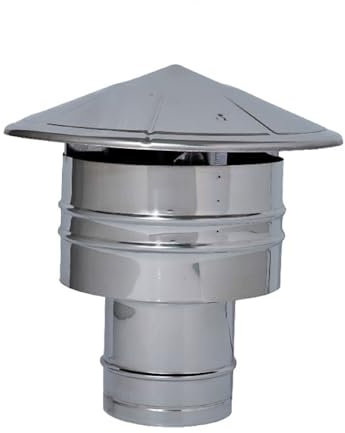 BRICOQUI Cappello Fumaiolo antipioggia base tonda terminale per canna fumaria tubi cappelli monoparete +diam 80-100-120-150-200-250 (250)