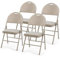 COSTWAY 2/4/6 Pack Fabric Padded Folding Chair, Metal Frame Easy Storage Conference Chair with Sponge Seat, Backrest & Foot Pads, Hall Guest Seating for Bedrooms Office Events (4, High Back, Beige)