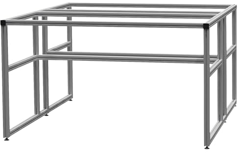 bedrunka hirth | workalu® Aluminium-Werkbank | Grundgestell doppelseitig | Aluminium | 4-Fuß | BxH 1500 x 850 mm, WA4DG150