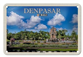 FEMER Blechschild Reise 18x12cm DENPASAR Bali Tempelanlage WandDekoration