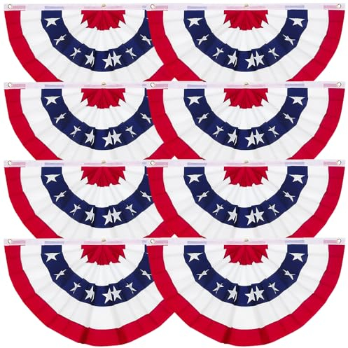 Wimpelkette mit amerikanischer USA-Flagge, 8 Stück, 4,8 x 91 cm, 100 % Polyester, patriotische Banner, amerikanische Flagge, hergestellt in China, Wimpelkette für den Außenbereich, rot, weiß und blau,