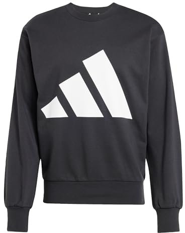 adidas Uomo Essentials Big Logo French Terry Sweatshirt, Black/White, XL