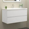 HAPAOSO Meuble Salle de Bain avec Vasque 99 cm + Casier Couleur Blanc（Deux tiroirs）