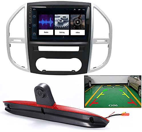 Auto Radio GPS DVB-T TMC MPEG2 MPEG4 Navi Navigation 10 Zoll Android/Carplay Autoradio mit GPS Navigation+HD Nachtsicht Auto Bremslichtkamera, Ersatz für Mercedes Benz Vito W447 2014-2022(Doppel Tür)