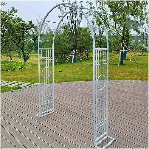 SUNMME Robuster Gartenbogen mit Sockel, Spalierbogen für Kletterpflanzen, Rosen, Weinreben, Metall-Pergola-Lauben, Schwarz, Weiß, Robust (Farbe: Schwarz, Größe: B180 x H230 cm) (Weiß B180 x H230 cm