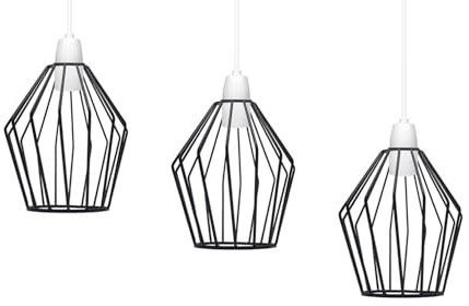 LEDSone Metalldrahtkäfig-Lampenschirm, Vintage-Industrie-Käfig-Kronleuchter-Lampenschirm, Wandleuchte, Decken-Pendelleuchten-Set für Hotel-Boutique-Outlet-Bühne (Schwarz, 3 Stück)