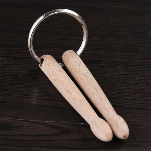 Mini baguettes de batterie en bois, porte-clés à percussion, accessoire de mode, compact et léger, fabriqué en bois et métal (A)