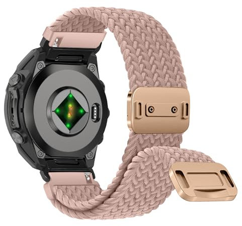 RosMank 20mm Quickfit Geflochtenes Armband kompatibel mit Garmin Fenix ​​​​​​8 AMOLED 43mm/7S Pro/7S/6S Pro/6S/5S/5S Plus, Nylon Ersatzband für Approach S70 42mm/Instinct 2S/Descent Mk3s, MilchTee