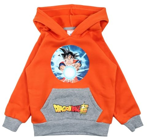 Disney Kapuzenpullover für Jungen von Dragon Ball Z, Komfort und Stil, ideal für den Winter, Superhelden-Design, Orange, 5 Jahre