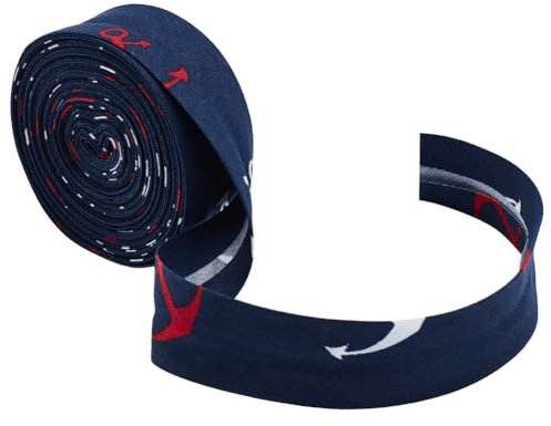 MAYJOYDIY 10 m Marineblau Streifen Schrägband 25mm Anker Matrosen Stil Schrägband Saumband Aus Polyester Twill Gestreiftes Paspelband Zum Selbernähen von Kleidungsstücken Säumen Paspelieren Quilten