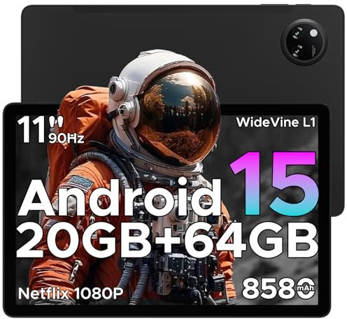 DOOGEE TAB A9+ Newest 2025 Android 15 Tablet, 8580mAh 11 Inch Tablet, T7200 Octa Core Android Tablets & 20GB+64GB/2TB LPDDR4X, 13MP+5MP, 2 Speaker+Widevine L1|Face ID|BT 5.0|5G WiFi|GPS|FM|OTG
