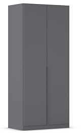 Rauch Möbel Alabama, Kleiderschrank, Farbe Grau metallic, Breite 91 cm | Schrank, 2-türig, Zubehör Premium, für Schlafzimmer, Kinderzimmer, Homeoffice, Gästezimmer, Garderobe, Flur