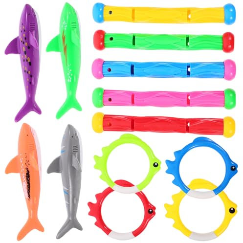 CHICAMPERA 1juego Juguete De Buceo para Piscina Tiburones y Aros Kit para Agua y Mejorar Habilidades De Natación
