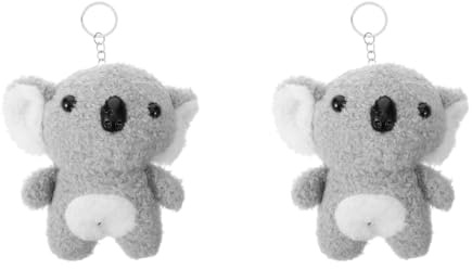 Healvian Porte-clés Koala en peluche avec pendentif en forme de koala pour sac à dos de dessin animé, Gris x 2 pièces, 13.00X13.00X6.00CMx2pcs
