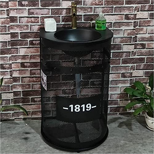 Lavabo autoportant de style industriel avec lavabo, robinet et drain, meuble à poser au sol pour salles de bains modernes