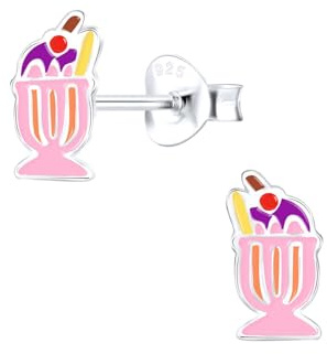 Monkimau Mädchen Ohrringe Eis | Ohrstecker aus 925 Sterling Silber | Kinderohrringe hypoallergen