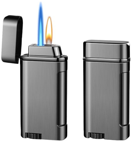 Feuerzeug Intelligentes Sensorfeuerzeug, USB Sturmfeuerzeug Winddicht Gas Nachfüllbar, Zweiflammiges Feuerzeug, das Mehrere Zündmethoden Unterstützt (ohne Gas)