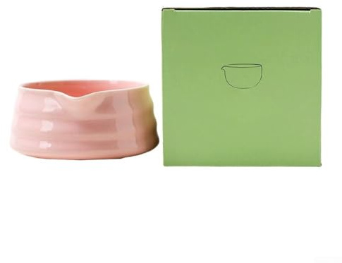 Ciotola tradizionale per tè Matcha con beccuccio, in ceramica, realizzata a mano, frusta Matcha, per cerimonia tradizionale del tè (rosa)