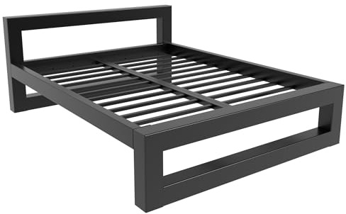MetaloPro Metallbett 140x200 cm Ryka Classic Xtreme, Lattenrost, Schwarz | Metallbett 140x200 cm, Stahl pulverbeschichtet, bis 1000 kg belastbar, inkl. Kopfteil und Lattenrost, 33 cm Stauraum
