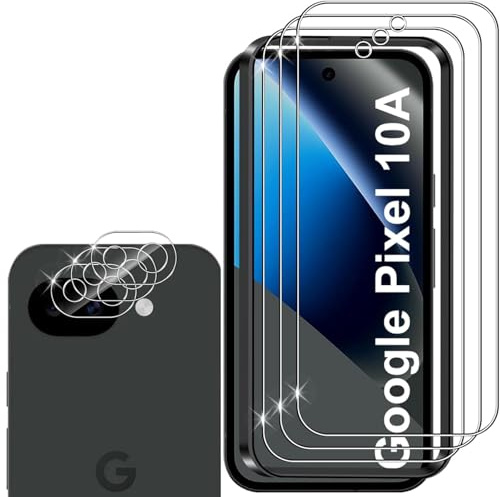 Hengnewro Protector de pantalla para Google Pixel 10A | 3 Piezas Cristal templado con 3 Piezas Protector Camara, Cristal Vidrio Templado Anti-Arañazos, 9H Dureza Ultra HD