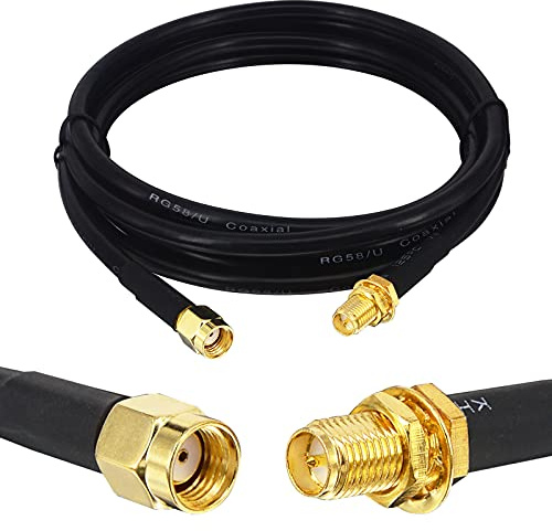 Boobrie Upgeaded RP-SMA Extension Cable 2M RG58 Coaxial Cable RP-SMA Male to Female WiFi Aerial Antenna Extension for Wireless PCIE Network Card USB WiFi Adapter WiFi Router