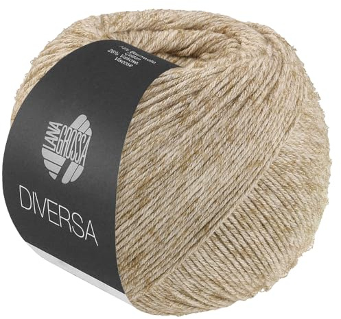 LANA GROSSA Diversa | Leichtes Baumwoll-Mischgarn mit zartem Melange-Effekt | Handstrickgarn aus 74% Baumwolle & 26% Viskose | 50g Wolle zum Stricken & Häkeln | 210m Garn FB 30