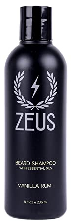 ZEUS Bart Shampoo und Waschung für Männer - 8oz - Bartwäsche mit natürlichen Inhaltsstoffen (Duft: Vanille Rum)