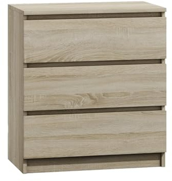 WHATSIZE ENTERPRISE Chest of Drawers for Bedroom, 3 Drawer Sonoma Dresser | with Contemporary Design, Tall Storage Cabinet for Clothes, Bedroom Furniture, Easy Assembly