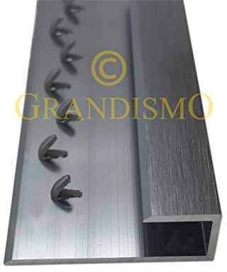 Grandismo® Heavy-Duty - Carpet to Coir Matting Edge Strip - Gripper - Trim - Metal Doorbar Threshold - Brushed Grey