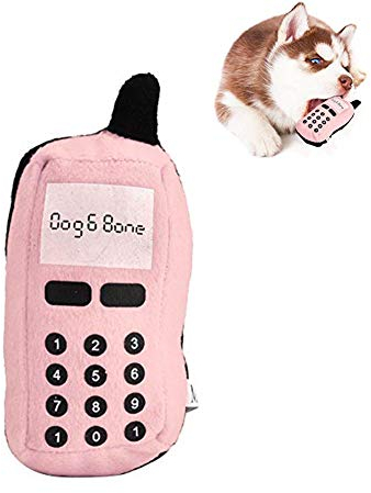 Hundespielzeug Hund Plüsch Quietschend Spielzeug Quietschende Plüsch Handy Spielzeug Hund Kauen Spielzeug Lustige Handy Form Interaktives Hundespielzeug für Hund(Rosa)