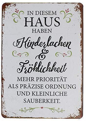 Hioni In Diesem Haus Haben Kinderlachen Und Fröhlichkeit Vintage Blechschild Poster Wandschild Wand Dekoration Metallschild Türschild