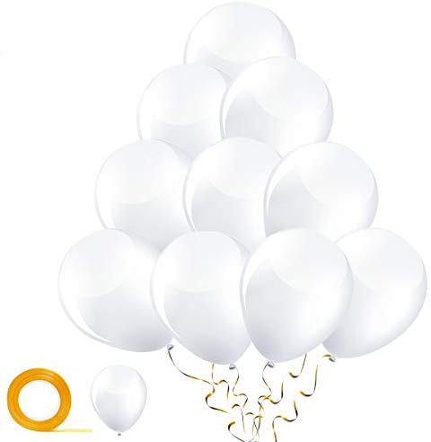Yiran 30 Luftballons Geburtstag Set, Weiß Latex Ballons mit Bändern für Geburtstag, Kindergeburtstag, Hochzeit, Babyparty, Graduierung, Party Dekoration, Geschäftstätigkeit, 100% NATURLATEX