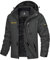 GEMYSE Herren Wasserdichte Berg-Skijacke Winddichte Fleece Outdoor-Winterjacke mit Kapuze (Graphitgrau,L)