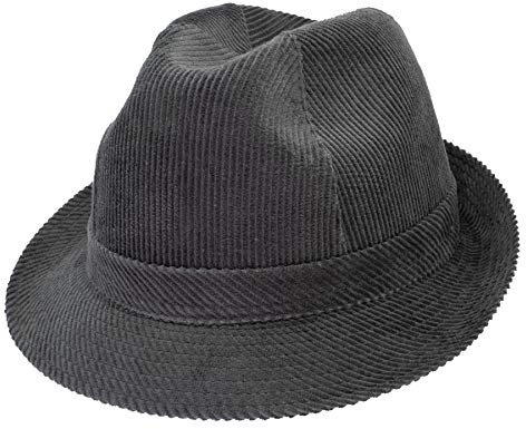 HatBee - Stabiler Hausmeister Krause Trilby-Cordhut - Kord Stoffhut Grau 55